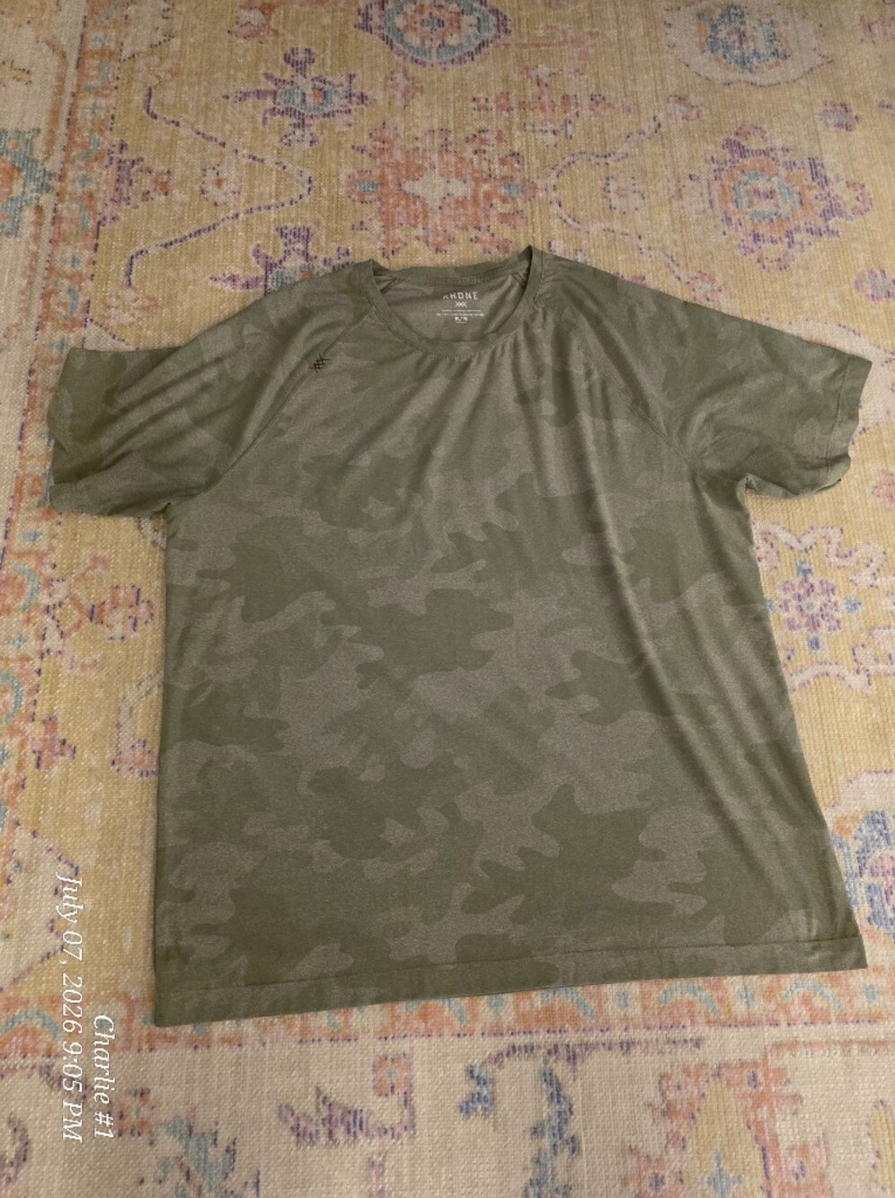 RHONE Olive Green Camo Short Sleeve Performance Shirt